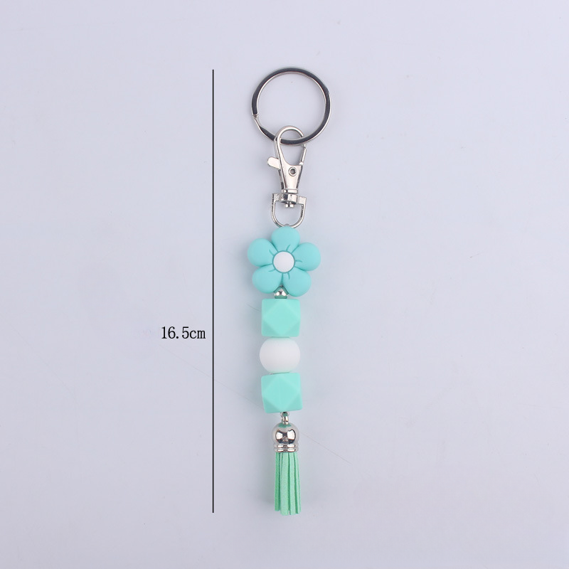 Wholesale Silicone Cartoon Flower Beaded Keychain